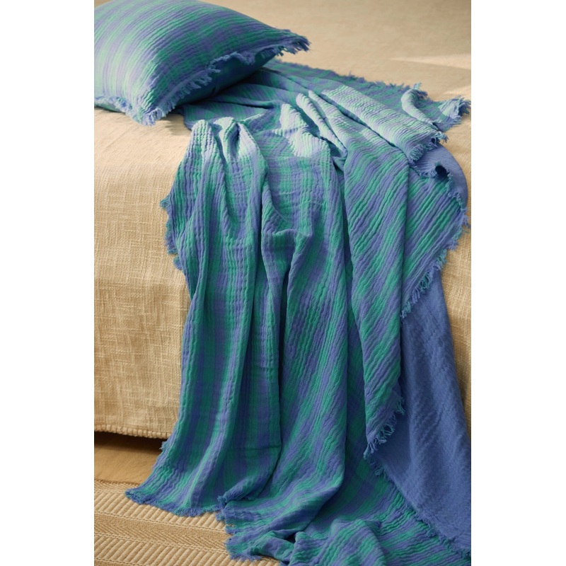Plaid de algodn vichy azul Nasau