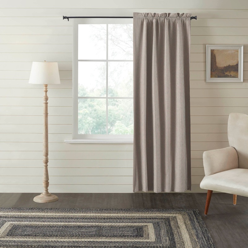 Sawyer Mill Charcoal Ticking Stripe Blackout Panel 84×40