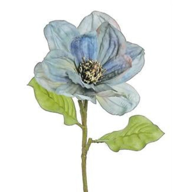 Antiqued Blue Painted Magnolia Stem
