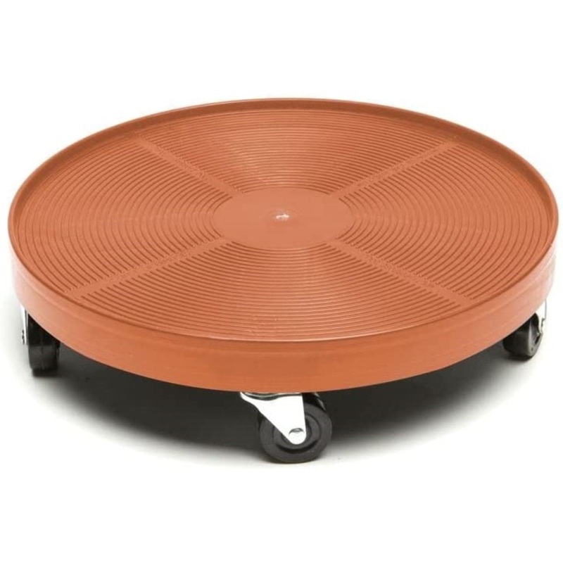 DeVault Durable Circular Plant Dolly Caddy with Wheels, Terra Cotta Color, 16″