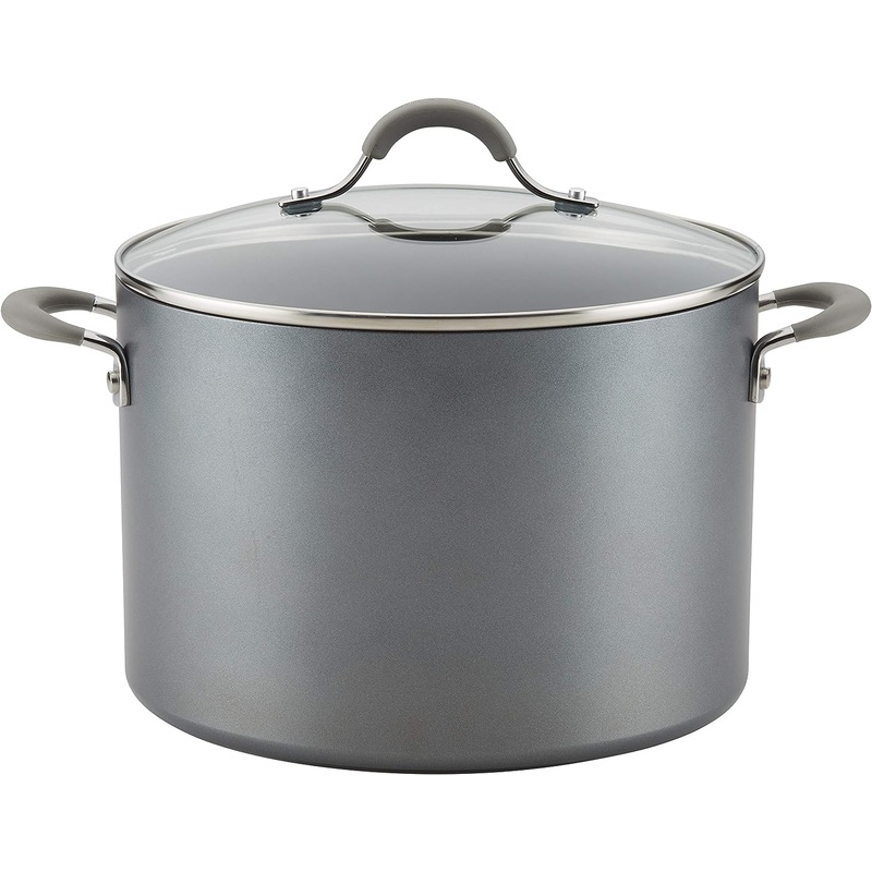 Circulon 81403 Elementum Hard Anodized Nonstick Stock Pot / Stockpot with Lid – 10 Quart, Gray