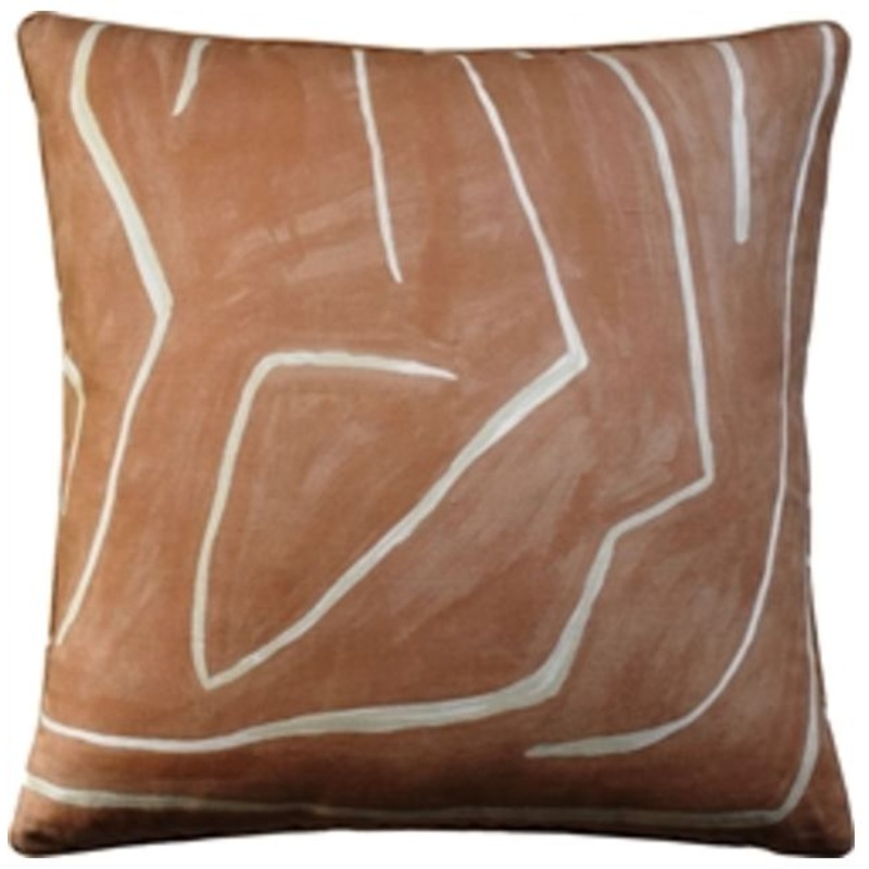 Graffito Pillow in Salmon and Cream