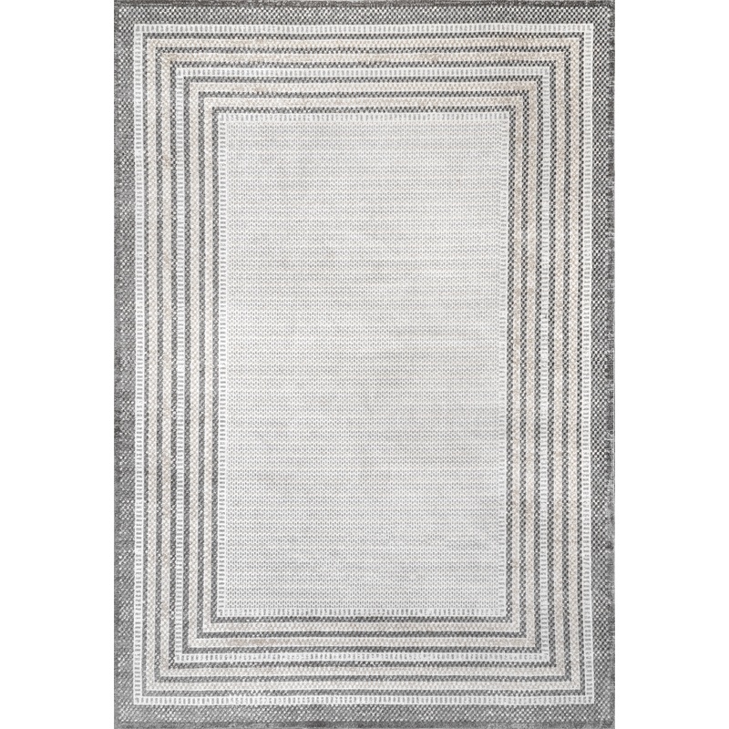 Junie Washable Bordered Rug | Grey