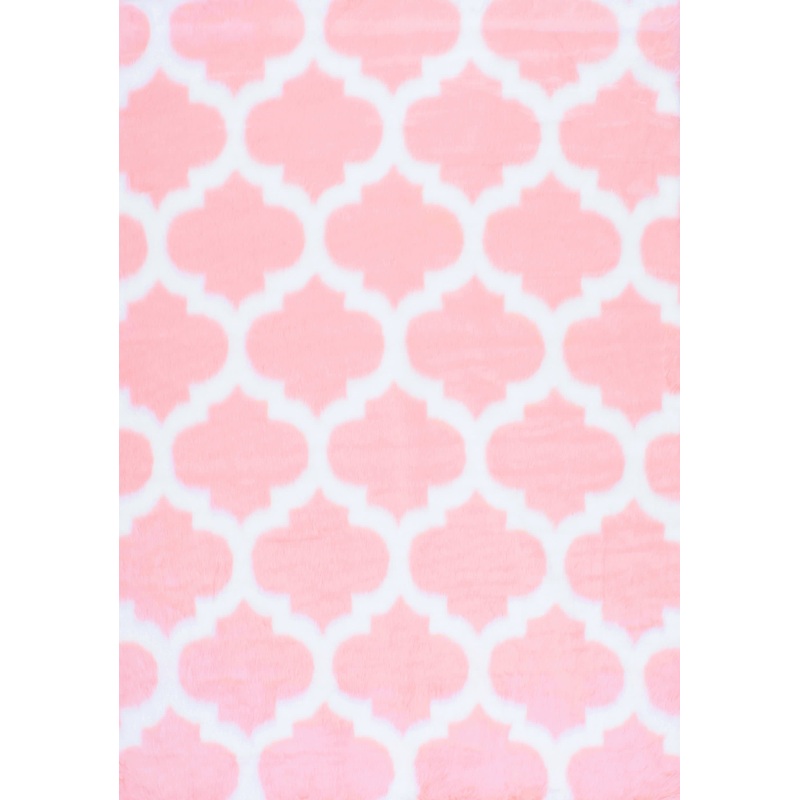 Faux Sheepskin Trellis Rug | Pink