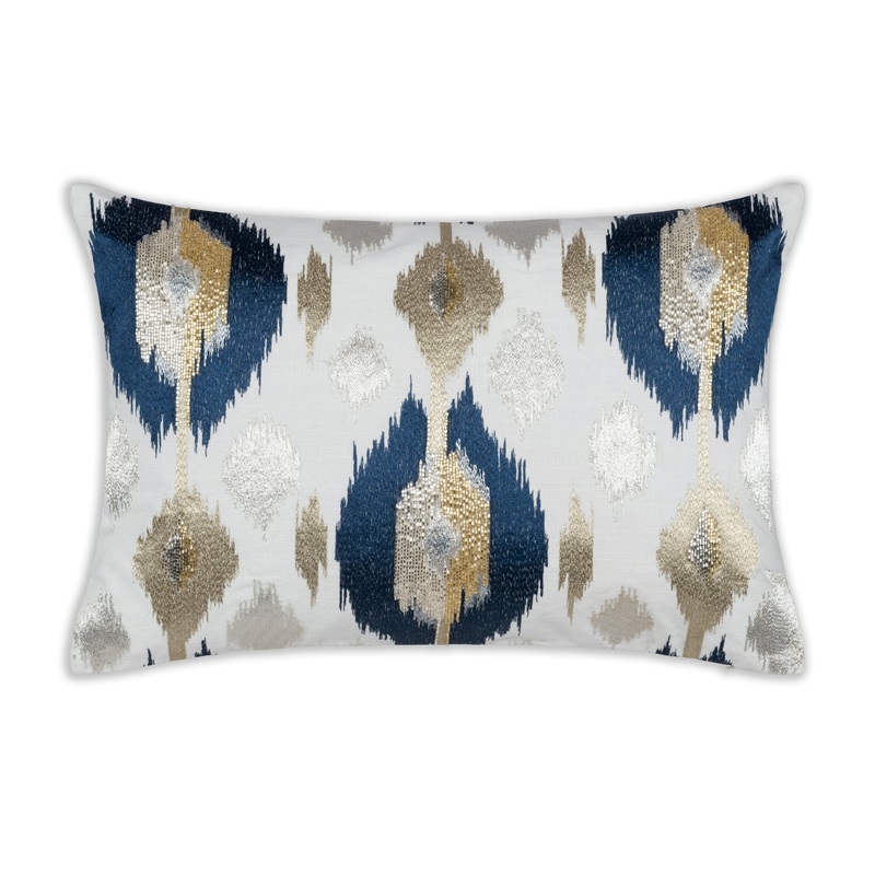 Maia Embroidered Ikat Lumbar Pillow