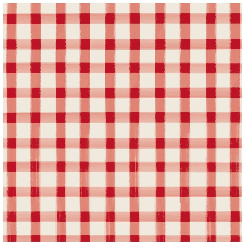 Red Painted Check Cocktail Napkins