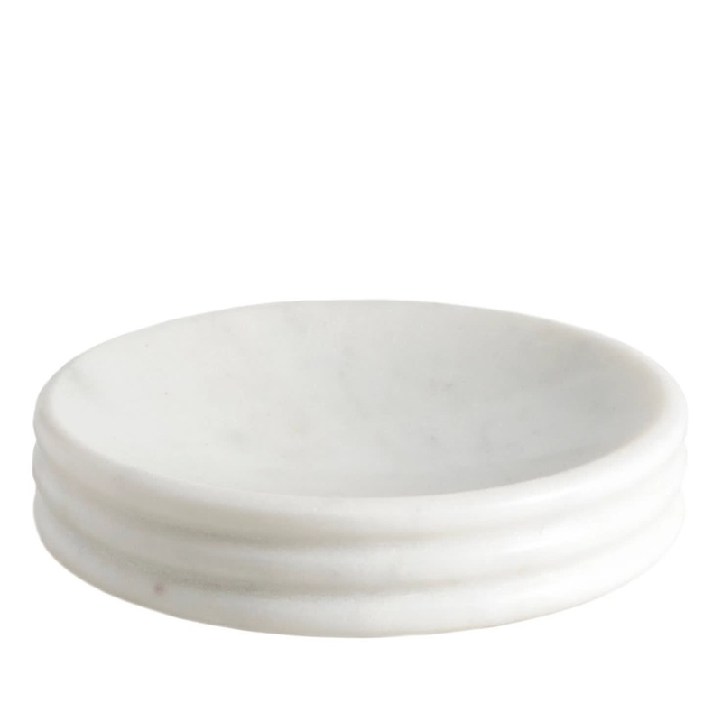 Ribbed Marble Soap Dish | White