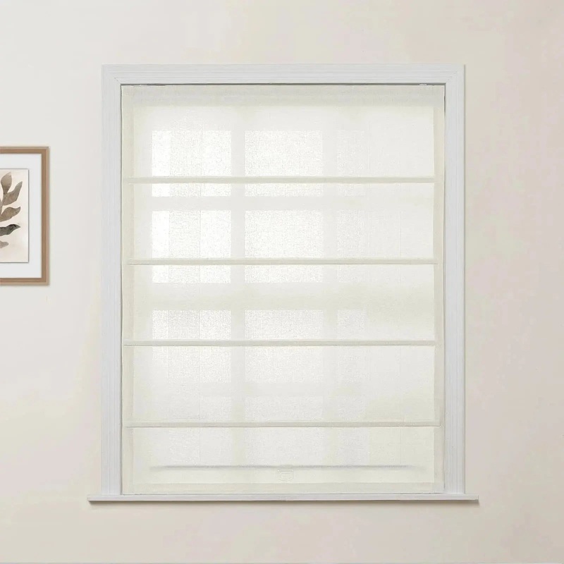 Ron Linen Cotton Herringbone Roman Shade Cordless