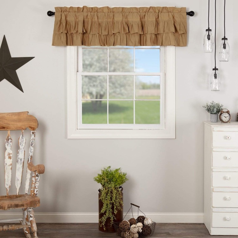 Simple Life Flax Khaki Ruffled Valance 16×72