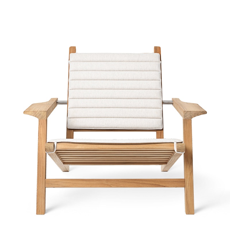 AH603 Outdoor Deck Chair with Cushions, Teak Untreated