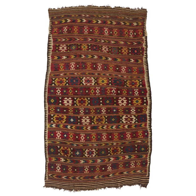ANTIQUE AFGHAN KILIM 6′ 10″ x 11′ 4″