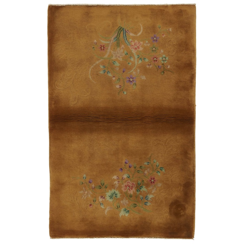 ANTIQUE CHINESE NICHOLS ART DECO GOLD 2′ 11″ x 4′ 8″