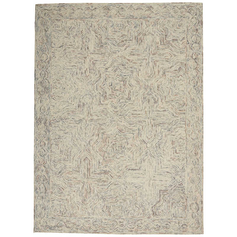 Nourison Interlock 5′ x 7’6″ Blue/Ivory Bohemian Indoor Rug