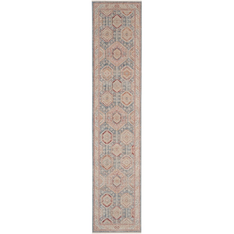 Nourison Homestead 2’7″ x 12′ Light Blue Multi Vintage Indoor Rug