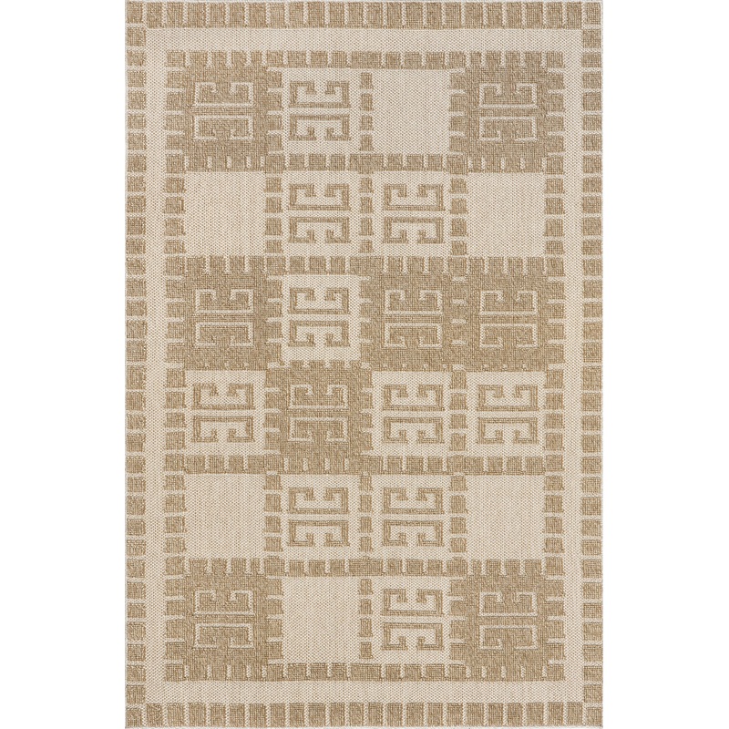Regina Indoor/Outdoor Checkered Symbols Rug | Beige